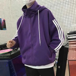 Mens Hoodies Sweatshirts Solid Color Hoodie Men Casual Zipper Coats Korean Fashion Autumn and Winter Oversize Clothing Outerwear Jacket 231031