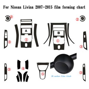 För Nissan Livina 2007-2015 Självhäftande bilklistermärken Kolfiber vinylbil klistermärken och dekaler bilstyling tillbehör