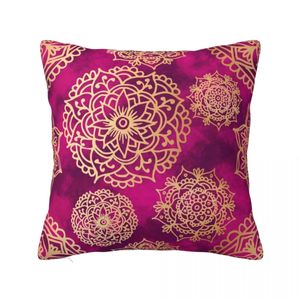 Poduszka różowa i złote wzór mandali poduszki na sofę pokrywa poduszki na łóżko 231031