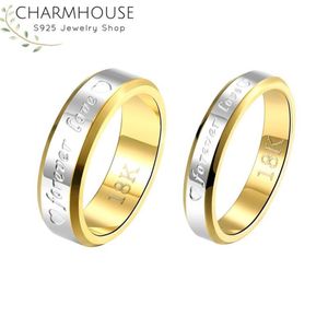 Bröllopsringar Pares ringuppsättningar för Man Women 18K Gold Color GP Forever Lover Band Engagement Bague Femme Fashion Jewelry GI224H