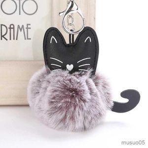 Mobile Phone Chain Cute Fur Ball Keychain Cat Soft Animal Tail Hair Ball Car Keychain Ladies Car Bag Accessories Key Ring Mom Gift Llaveros R231031