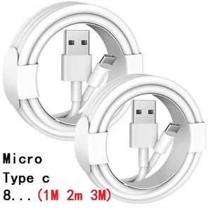 1M 3ft Universal Micro 5Pin V8 Typ C USB C -kabelchaddare för Samsung S10 S20 S22 S23 Obs 10 Xiaomi Huawei HTC LG Android -telefon