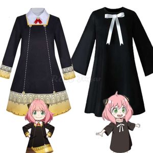 3 pçs anime spy x família anya forger cosplay traje feminino vestido preto uniforme conjuntos completos halloween carnaval roupas de festa c45m124