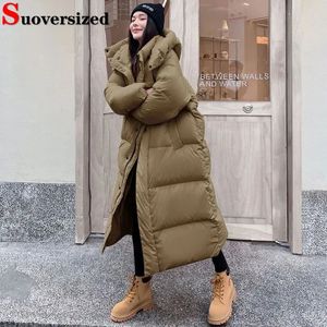 Kvinnor Down Parkas Lose Long Hooded Winter Warm Coats Casual Women Ordimased 5xl Fashion Windbreak Cotton Padded Jackets Snow Wear Thicken 231030
