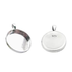Beadsnice 925 prata esterlina pingente bandejas cabochão montagens apto para 25 4mm redondo plana volta pedras po jóias pingente em branco 314z
