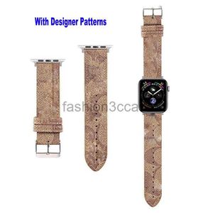 Fashion Designer for Apple Watch Band Straps 41mm 40mm 38mm 45 49 mm Luxury Beige Plaid Elements Soft Leather Bands with Classic Firmly Buckle iWatchs Series 7 6 5 4 3 2 1