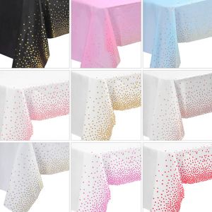 Disposable Tablecloths Rose Gold Dot White Pink Plastic Table Cloths for Wedding Birthday Party Decoration Baby Shower Supplies