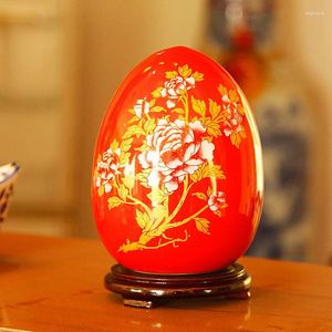 Table Clocks Sequence Strong Spike Authentic Chinese Jingdezhen Ceramics Red Fu Egg Vase Crafts Ornaments Wedding Gifts