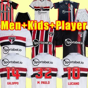 2023 2024 São Paulo Futebol Jerseys Home Away Dani Alves REINALDO Pato Pablo Camisas de Futebol V. Bueno Hernanes Igor Gomes Torcedores Versão do Jogador Terceiro Homens Crianças