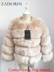 Mulheres pele falsa zadorin manga longa raposa casaco feminino inverno moda grosso casacos quentes outerwear falso jaqueta roupas 231031