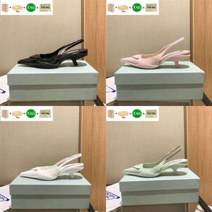 Kutu Elbise Ayakkabı Fırçalanmış Deri Slingback Yüksek topuklu pompalar Toz Pembe Aqua Beyaz Siyah Düğün Sandal Lüks Yaz Tasarımcısı Parti Parti Kadın Sandalet EDS