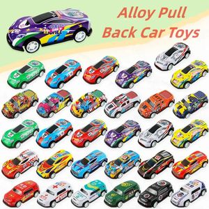 Diecast Model Kids Alloy Pull Back Car Toys Mini City Cartoon Inertia Racing Vehicle For Boys Girls Födelsegåva 231031