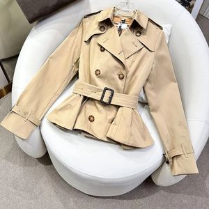 designer trench coat european american luxury plaid style fashion stitching fake two loose womens midlength trench coats