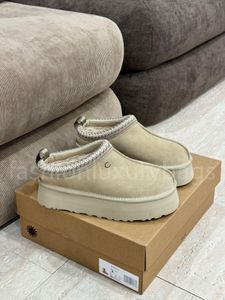 تسمان النعال الكستناء فرو الشرائح من جلد الغنم shearling tazz البغال الجديد للنساء الرجال mini mini platfor