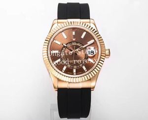 42mm Relógio Masculino Automático Cal.9002 Relógios Masculinos Sky Rose Gold Múltiplos Fusos Horários 9001 Ring Command 336238 Dweller Rubber Strap 336235 Relógios de Pulso