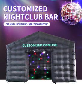Inflatable Disco tent with disco light Black Cube Blow Up Bar Tent Inflatable Nightclub Portable Party Tent Free Air Shipping free print logo