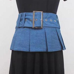 Cinture Pista da donna Moda Denim blu Cintura in pelle PU Abito femminile Corsetti Cintura Decorazione Cintura larga R992