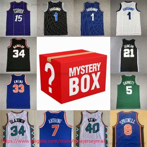 MYSTERY BOX Basketballtrikots Mystery Boxes Sporthemd Geschenke für alle Hemden 1996 All-Star Barkley Kemp Garnett Bird Ewing Hardaway Nash Zufällige Uniform gesendet