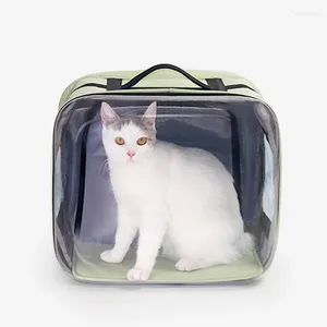 Transportadores de gatos portátil mochila transparente dobrável grande tamanho mala transportadora ventilação ao ar livre cuccia gatto suprimentos para animais de estimação