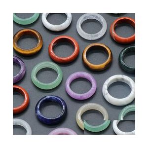 Bandringe Mix Größe Breite 5-6mm Rosenkristall Quarz Achate Roter Stein Topas Sodalith Kallaite Tigerauge Frauen Fingerring Drop Lieferung Dhdhs