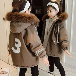 Jaquetas para meninas parka inverno estilo ocidental algodão acolchoado engrossado algodão-acolchoado jaqueta de comprimento médio crianças usar casaco feminino