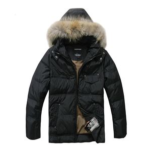 Homens para baixo parkas homens jaqueta de inverno grosso quente para baixo casacos pato branco para baixo real pele de guaxinim parka inverno moda masculina casacos casaco outwear 231031