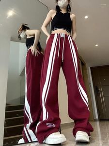 女性のズボンhouzhou harajuku baggy sweatpants女性ヒップホップスタイルy2kストリートウェアワイドストライプジョガー特大の女性レッドスポーツズボン