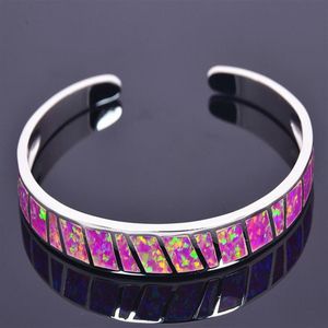 Whole & Retail Fashion Fine Pink Fire Opal Bangles 925 Silver Plated Jewelry For Women DSC304272Q