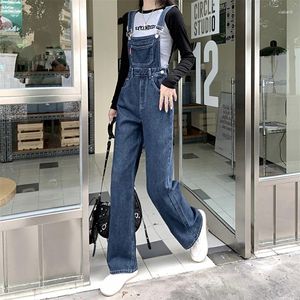 Women's Jeans Y2K Korean Fashion Overalls Women Denim Summer Loose Wide Leg Pant Vintage Female Blue Baggy Pants Aesthetic