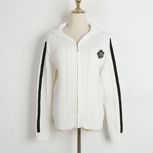 1030 2023 pista outono marca mesmo estilo camisola manga longa com capuz branco preto cardigan roupas de alta qualidade das mulheres dl