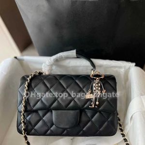 Clutch Designer Tote Bags Fashion Cf Handle Diamond Lattice Handbag Shoulder Lion Pendant Leather Flap Crossbody Bag Wallet Women Messenger Black