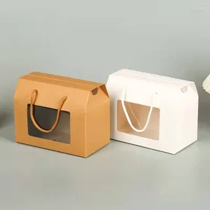 Bolsas de jóias 10 pcs produto janela abertura caixa portátil dobrável presente de papel pequenos lanches biscoitos vertical embalagem de frutas