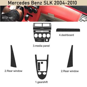 Para mercedes benz slk 2004-2010 interior painel de controle central maçaneta da porta adesivo de fibra de carbono decalques estilo do carro accessorie