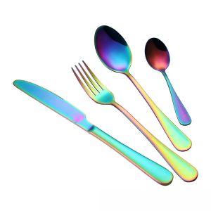 Nytt rostfritt stål Guldplattor Set Spoon Fork Knife Tea Spoon Coderware Set Kitchen Bar Utensil Köksmaterial