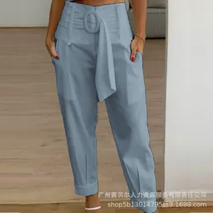 Pantalons pour femmes Femmes Élégant Mode Été Crayon Casual Y2K Ceinture Taille Haute Poche Pantalon Long Streetwear