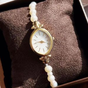 Wristwatches W11 AG Style Watch Pearl Chain Simple Fahion And Casual Design For Women With Box