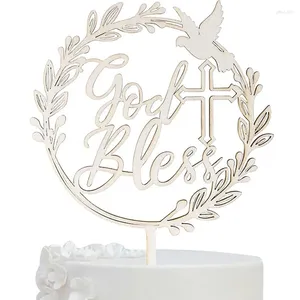 Cake Tools Personalized Decoration With God Blessed Wood Cross For First Communion Cakes Baptism Religious Baby Shower