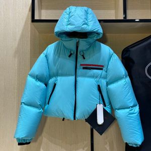 2023 desinger clothes for women down jacket inverted triangle badge short standing 225g Fill neck 90 White drawstring puffer thickened womens fashion Jackets Coats