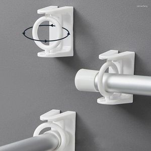 Hooks 2pcs Self-adhesive Curtain Rod Holder 360 Degree Rotatable Pole Rods Wall Brackets For Home Bathroom Accessories Or E