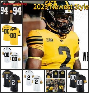 Maglia da calcio Iowa Hawkeyes 75 Josh Volk 90 Brian Allen 94 Yahya Black 86 Jeff Bowie 45 Deontae Craig 97 Caden Crawford 93 Anu Dokun Custom College Iowa Maglie