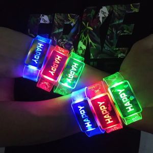 Jelly 10st Light Up Wrist Watch Armband LED Flash Blinking Rave Party Glow Bangle Happy Love Birthday Present Navidad Christmas 231030