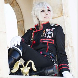 S-XL Anime D.Gray-Man Allen Walker Cosplay Costume Erkek Okul Üyesi Tam Set (Ceket + Pant Kemeri Çantası + Aksesuarlar)