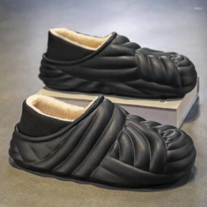 Erkekler için terlik su geçirmez terlik eklendi pamuk platform ayakkabıları kaymaz yumuşak ve rahat ayakkabı iç mekan moda