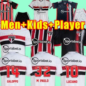 23/24 Sao Paulo Soccer Jerseys Fan Player Wersja 2023 2024 Dani Alves Men Men Minforms Luciano Igor Gomes Pablo Camisa Footbal Shirt Home Away Men Kids