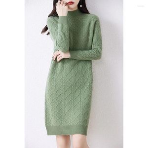 Casual Dresses Wool Dress For Women 2023 Autunm/Winter Cashmere Thick Sweaters Long Style 5Colors Jumpers DR01