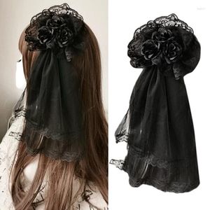 Party Supplies Girls Classic Lolita Style Lace Veil Rose Hairpin Flower Barrette Headbond Cosplay Elegant Accessories Anime