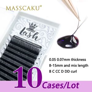 False Eyelashes 10case/lot MASSCAKU sell 8-15mm mix length soft russian volume Y lashes individual eyelash extension 0.07 YY shape eyelashes 231031