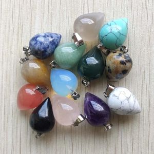 Christmas Decorations Mix Natural stone pendulum healing mixed circular cone pendants for jewelry accessories making Wholesale 12pcslot 231030