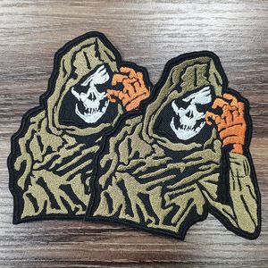 Gestickte Aufnäher mit Totenkopf-Reaper zum Aufbügeln für Jacken, Westen, Mäntel, Applikationen, Nähen, DIY, Motorrad- und Biker-Aufnäher