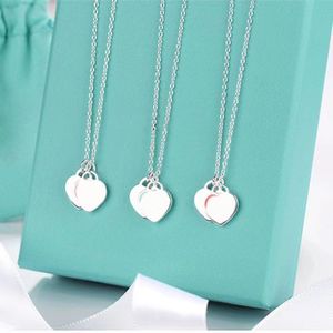 Double Love Pendant Necklace Red Pink Blue Necklace Tiffaies Fashion Everything Jewelry Sier Plating Does Not Fade Easily